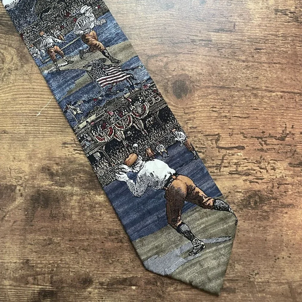 Americana by MBP Mens Silk Necktie Old Tyme Baseball USA Novelty Theme Necktie